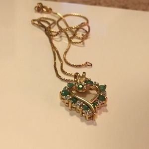 Jade and Gold Heart Shaped Necklace